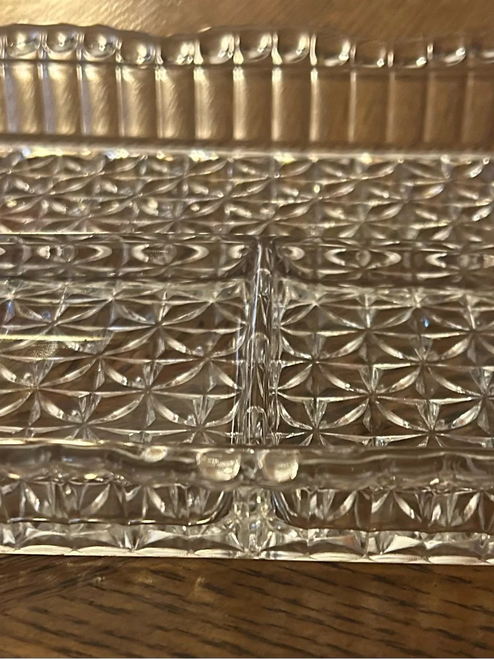 Vintage:  Clear Pressed Glass 3 Section Tray
